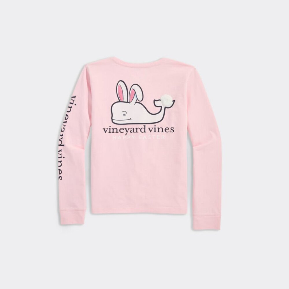 Vineyard Vines Girls' Fuzzy Easter Bunny Whale Long-Sleeve Pocket Tee